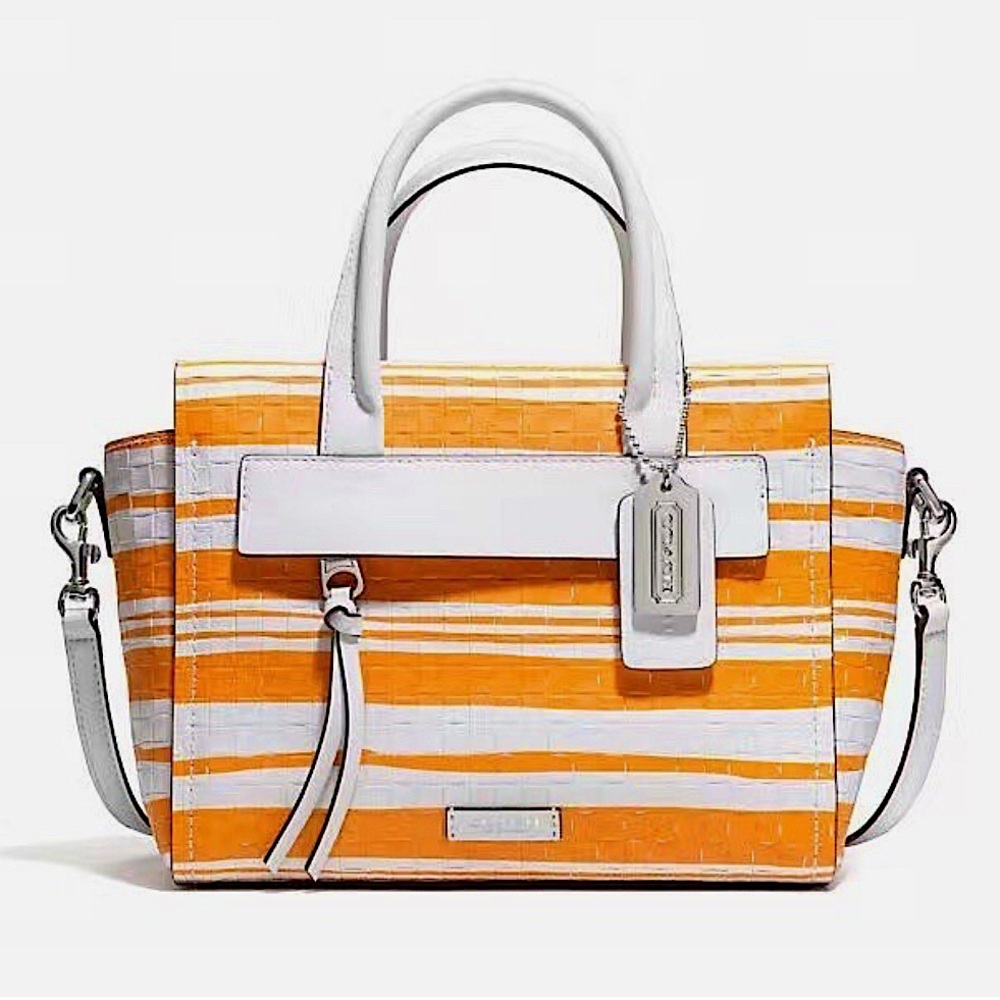 COACH Bleeker Riley woven leather crossbody handbag. NEW!! 🧡🤍🧡